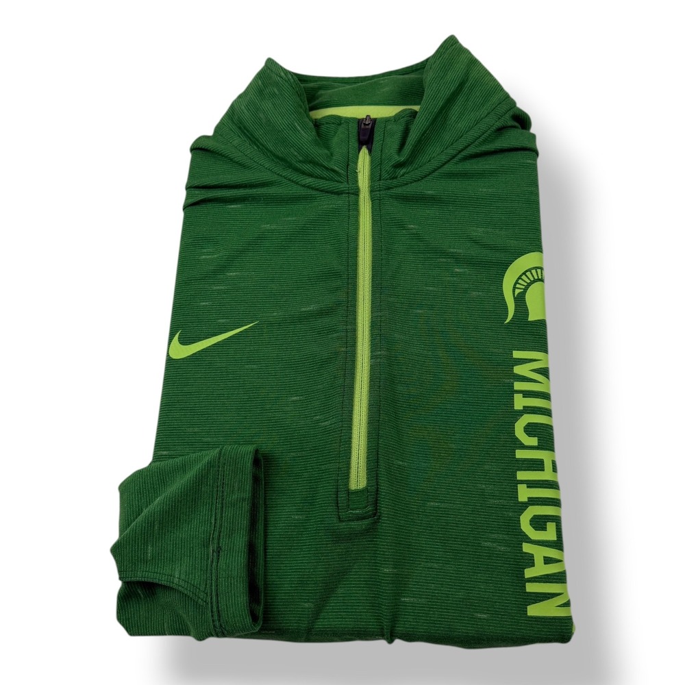 Nike Michigan State Spartans Dri-FIT 1/4 Zip Pullover‎ Green Womens Large 1615